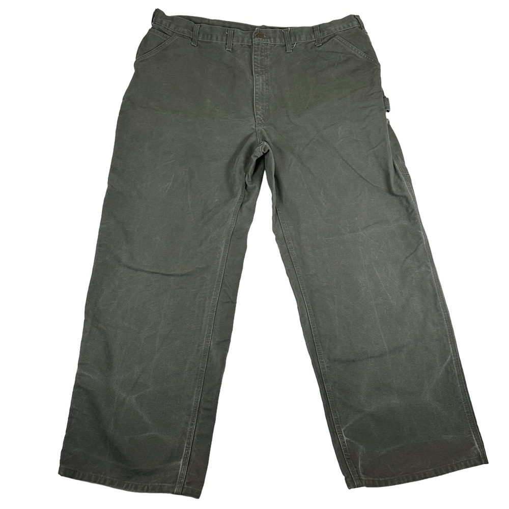 Carhartt Loose straight washed duck dungaree Dark Green Cargo work Pant 44x30